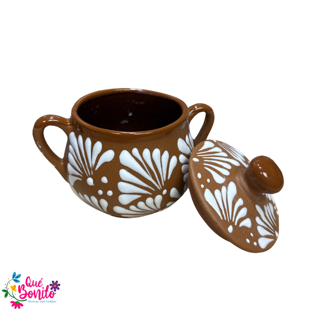 Cielito Lindo Sugar Canister with Lid Handcrafted Lead Free Black or Terracota Color