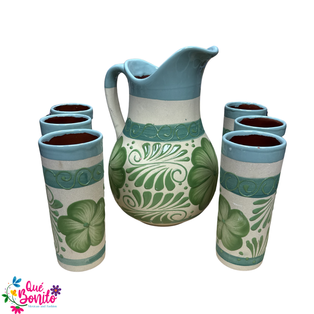 Pitcher with Six Cups Led Free Handcrafted Very Unique