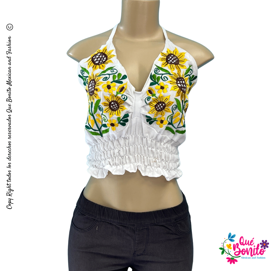 ONE SIZE BLOUSE HALTER FLORAL COTTON