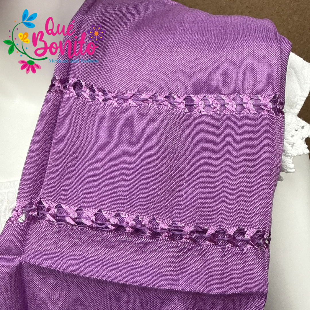 Traditional Mexican Silky Shawl  with Fringes on Both Sides.