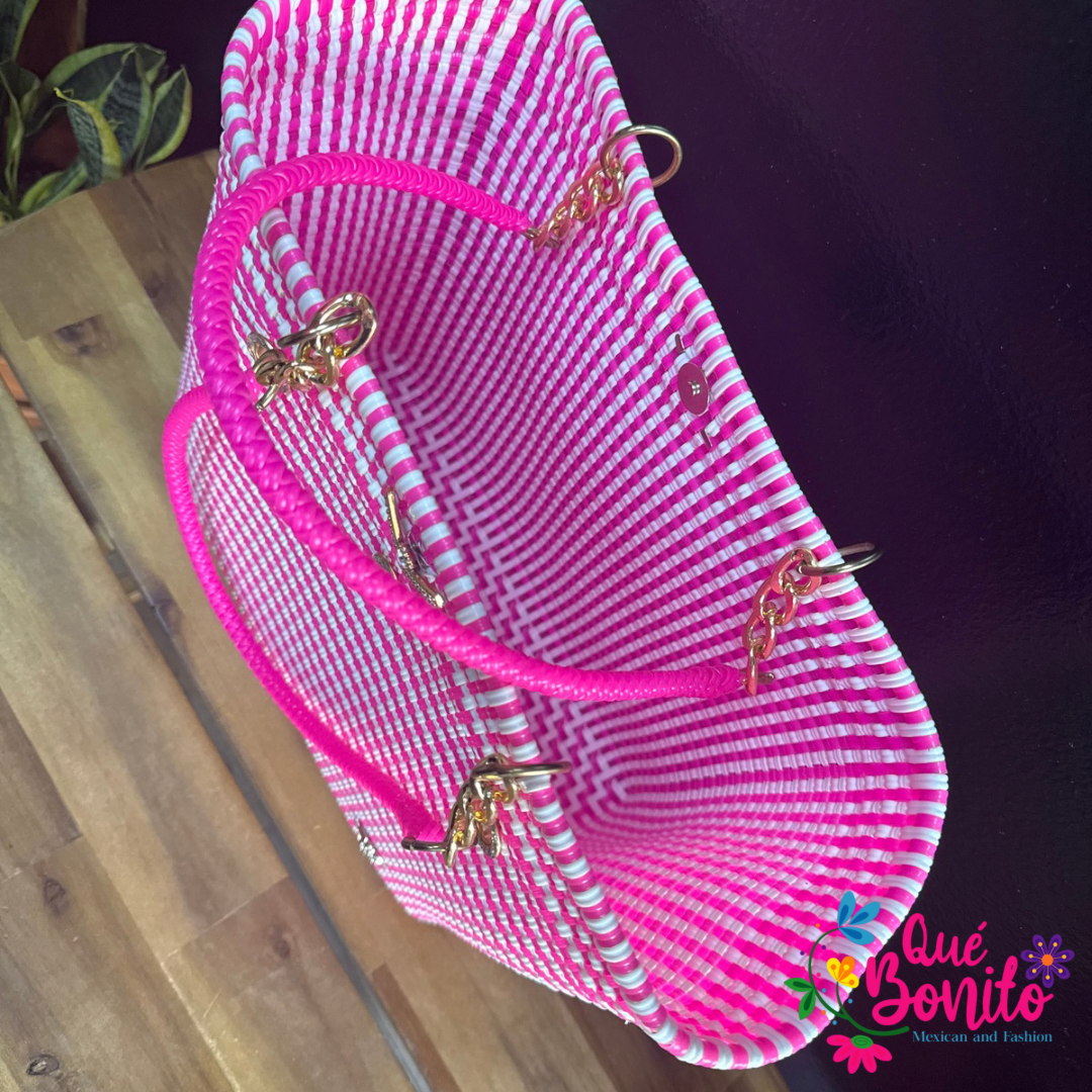 Hand Made Hand Bags Woven Recicled Plastic Que Bonito Mexican and Fashion