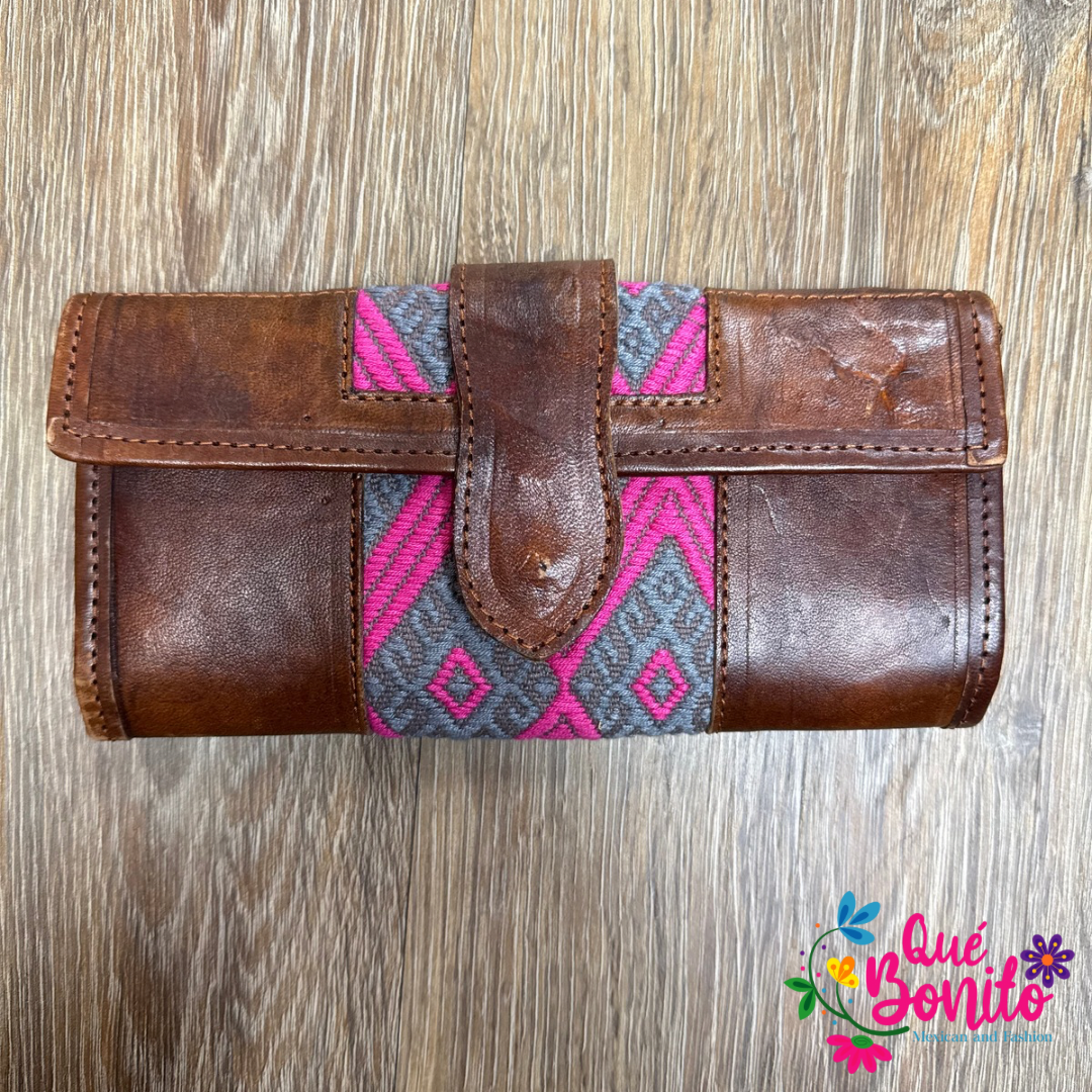 Leather Wallet Embroidered Que Bonito Mexican and Fashion