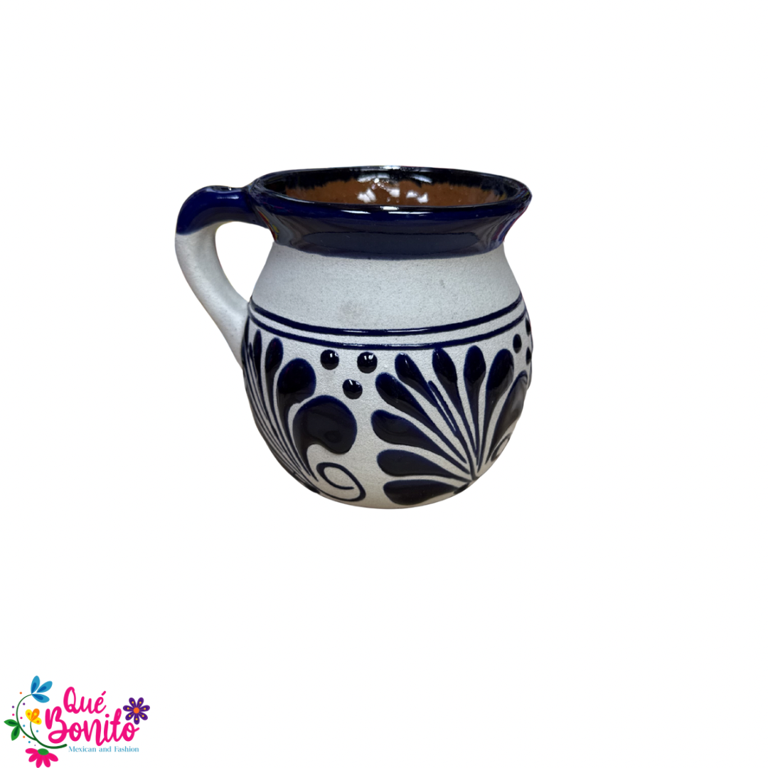 Traditional Cup for Hot Chocolate, Coffe or Tea Handcrafted Lead Free Royal Blue and White