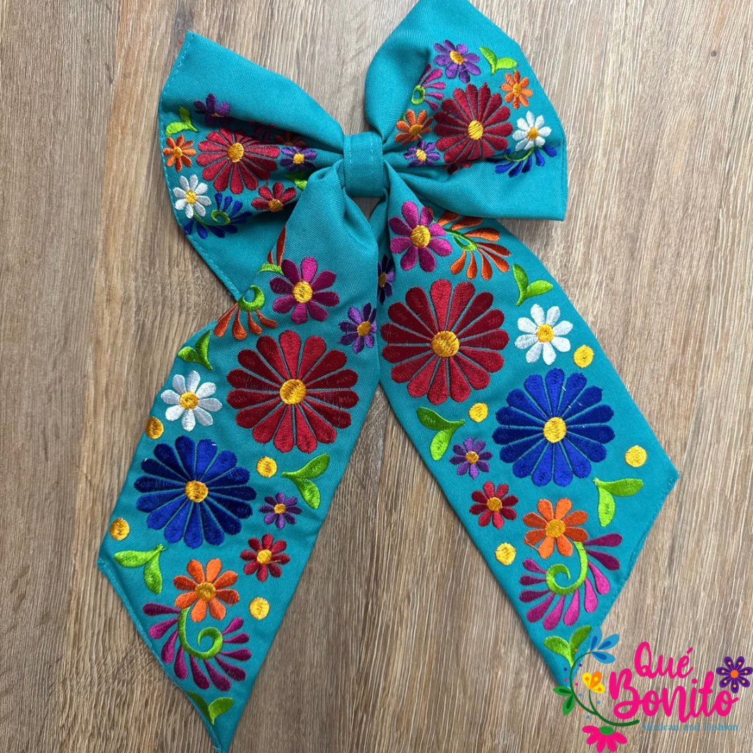 Large Embroidered Bow with Clip