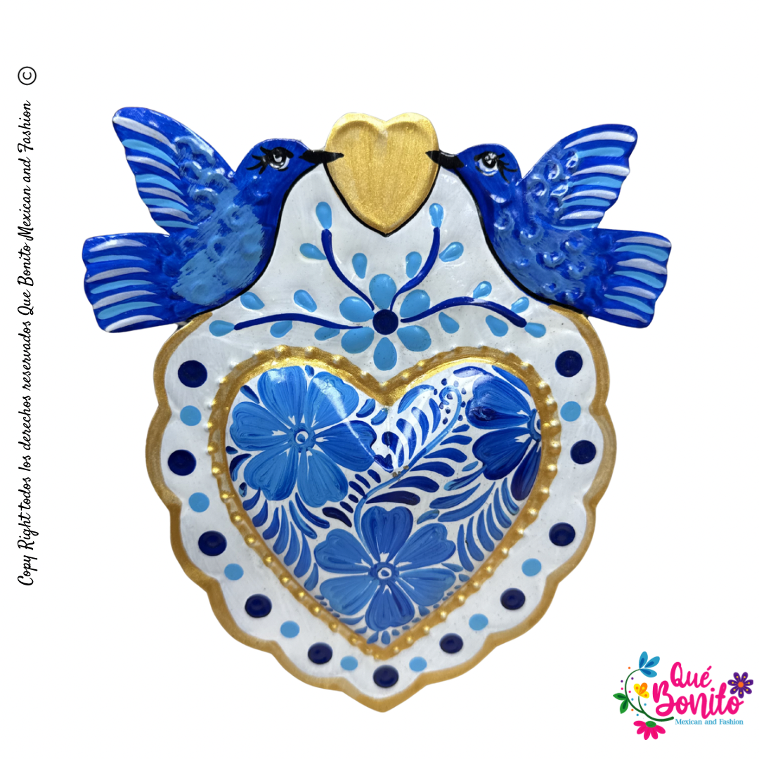 Heart Milagro Hand Painted and Crafted Metal.