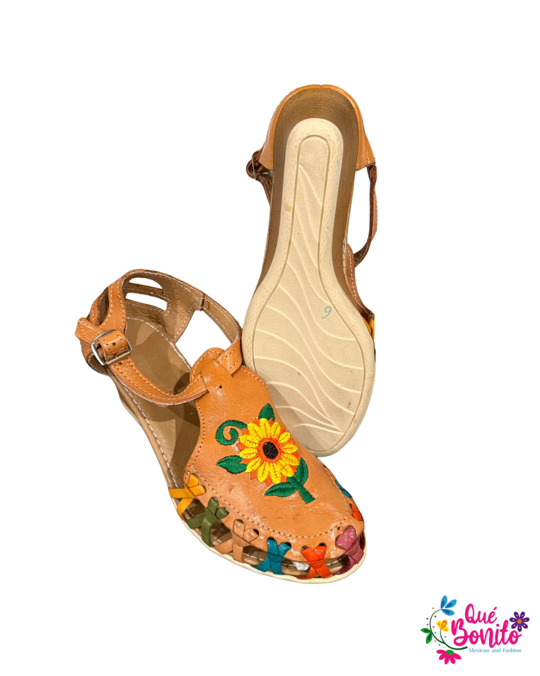 Sunflower Heel Embroidered Leather