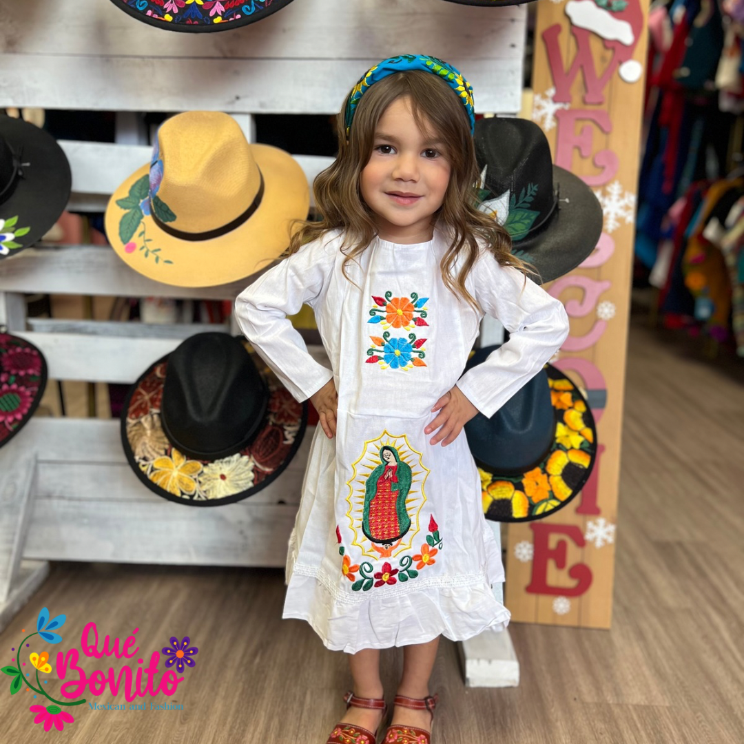 Dress Traditional with Embroidery Guadalupana Image all sizes