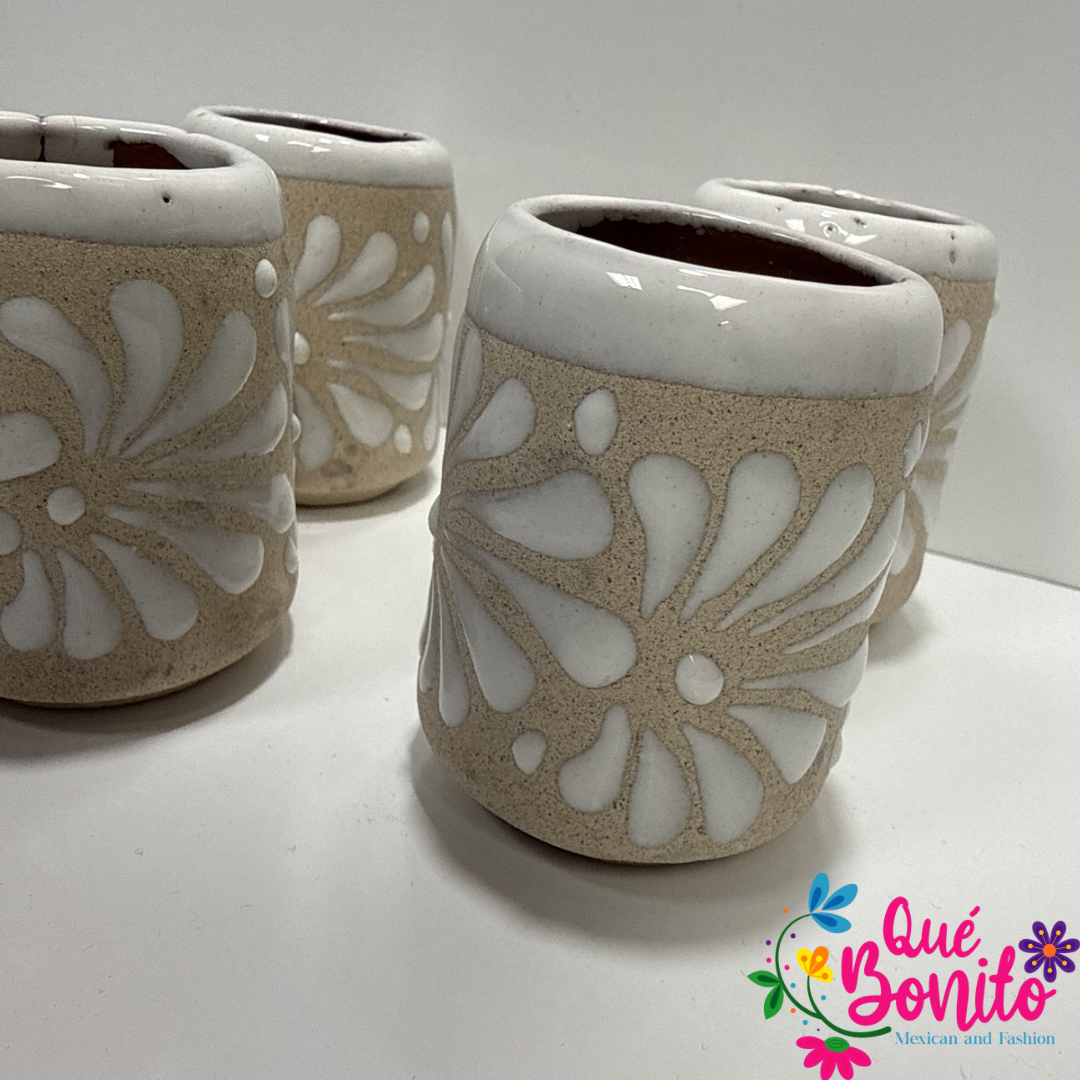 Set of 4 Handcrafted Tequila Shot Colorful, Beige and Soft Pink