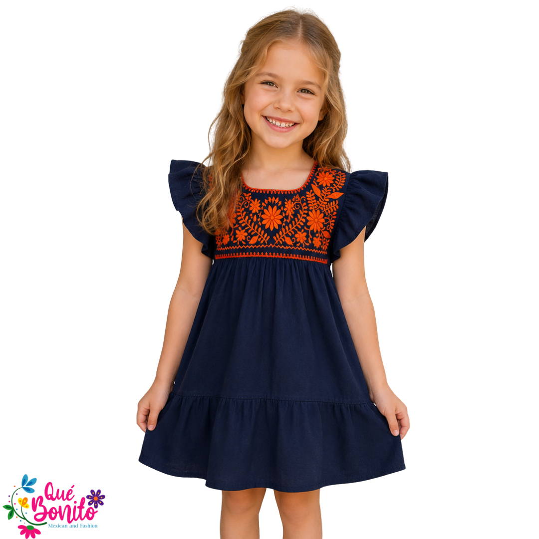 Embroidered Astros Colors Girl Dresses