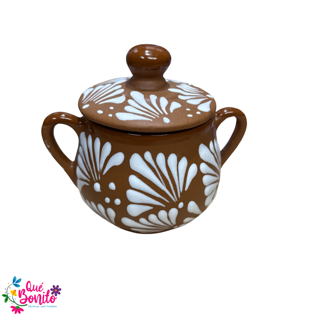 Cielito Lindo Sugar Canister with Lid Handcrafted Lead Free Black or Terracota Color