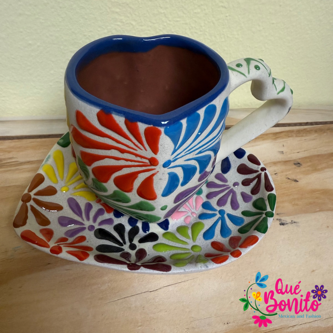 Set of Two Clay Cup and Plate Handcrafted