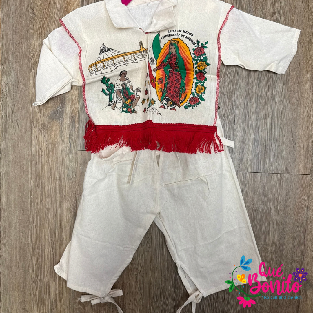 Set of Pants, Shirt and Poncho Guadalupano for Boys Cotton