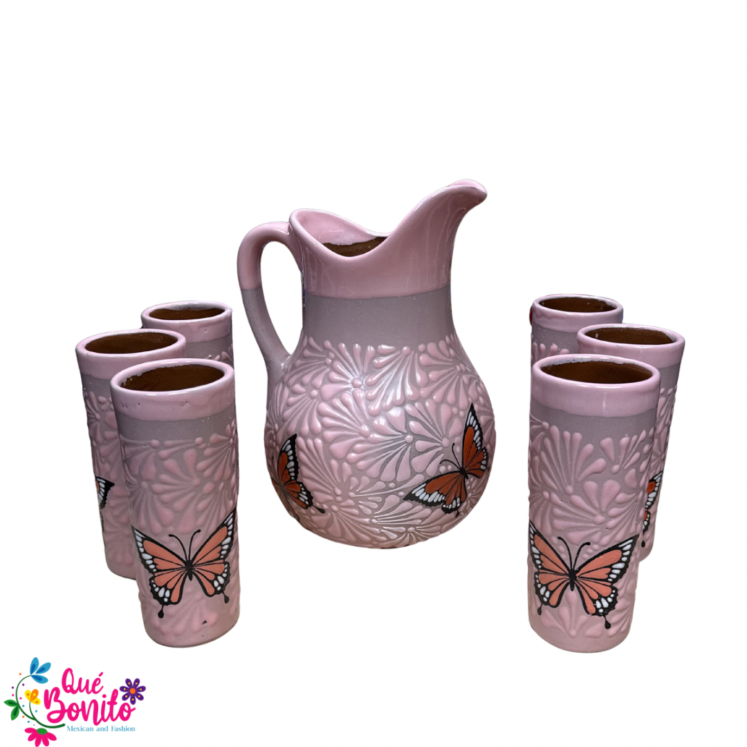 Pitcher with Six Cups Led Free Handcrafted Very Unique