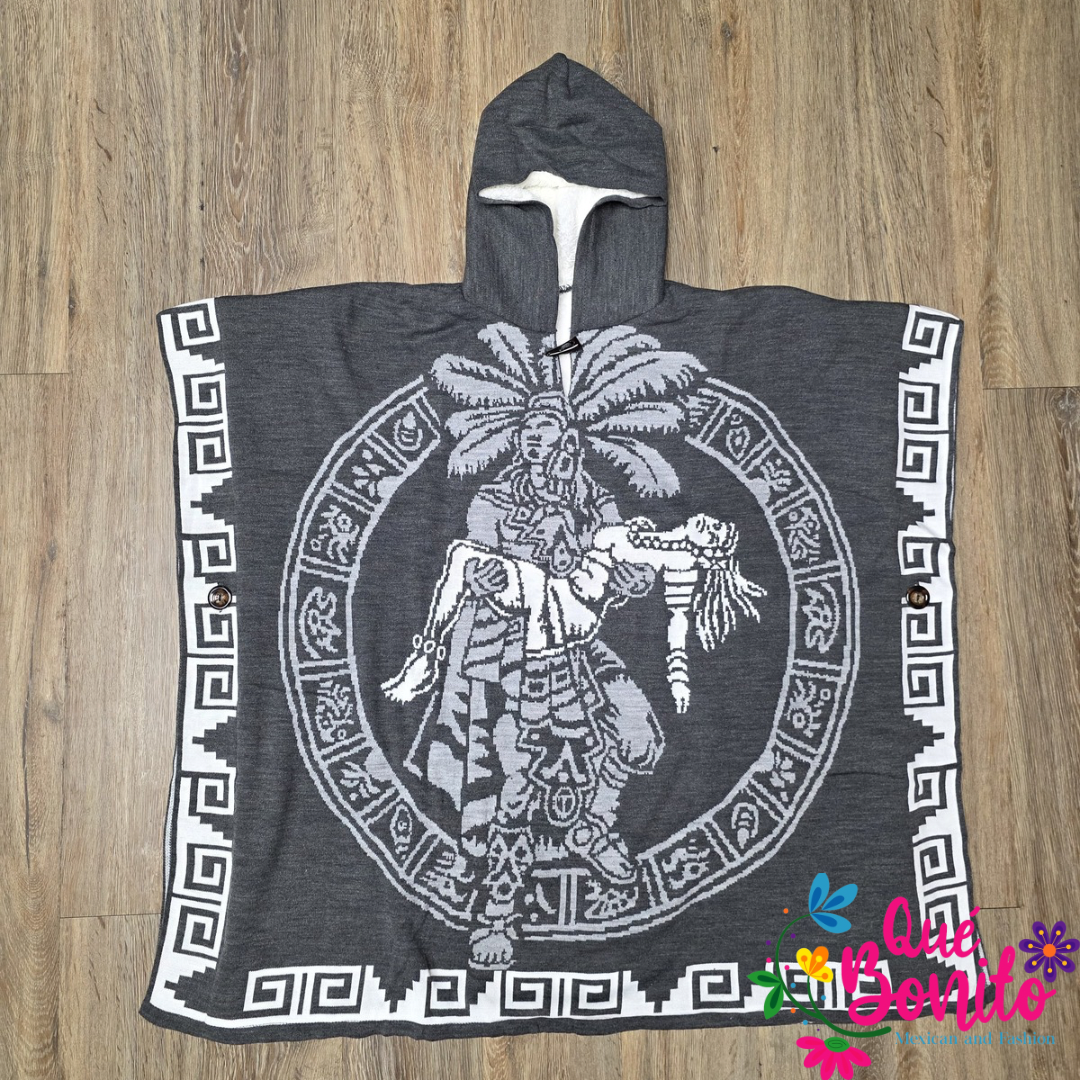 Poncho Fleeced with Hoodie Que Bonito Mexican and Fashion