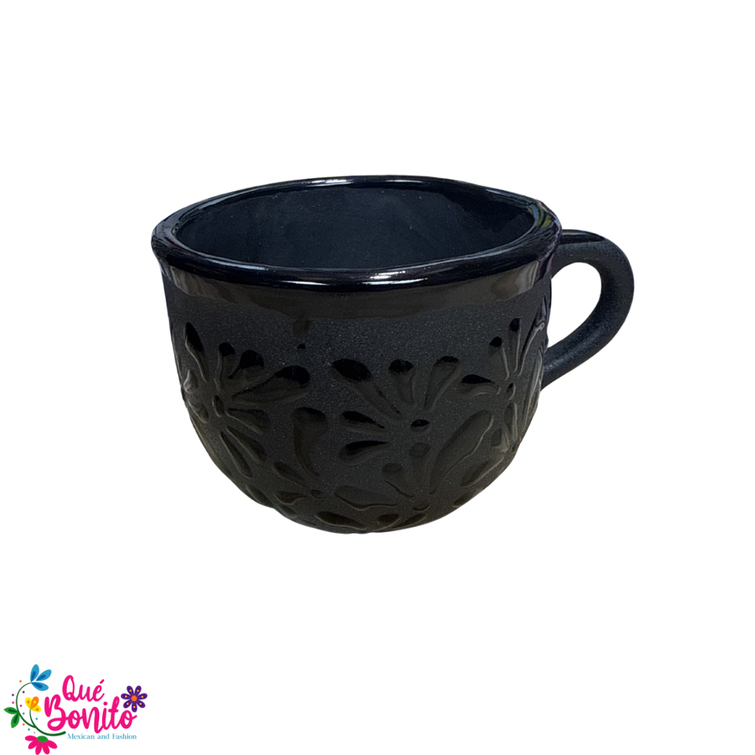 Traditional Cup for Hot Chocolate, Coffe or Tea Handcrafted Lead Free Black Color Monarch Butterfly