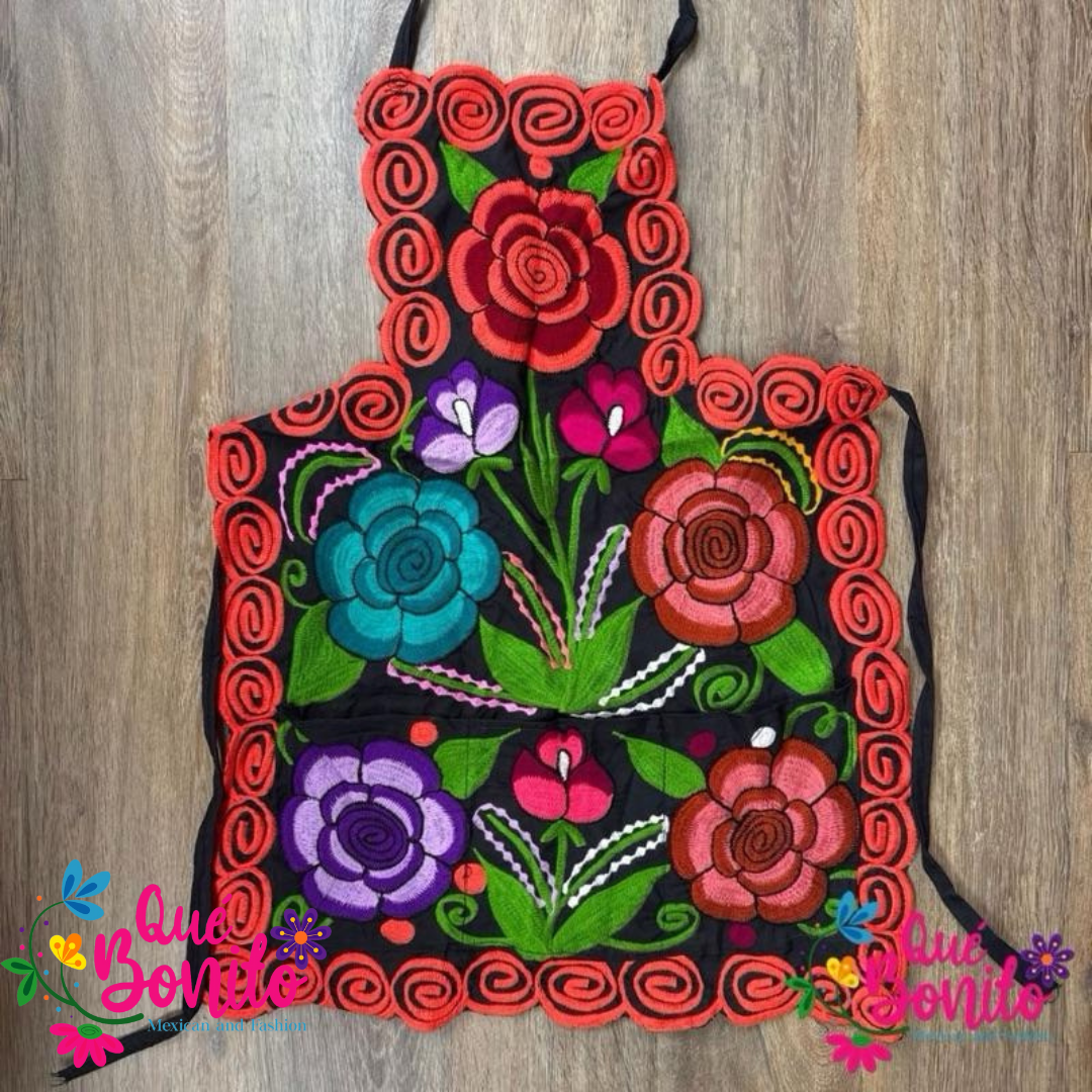 Floral Apron Embroidered Que Bonito Mexican Fashion