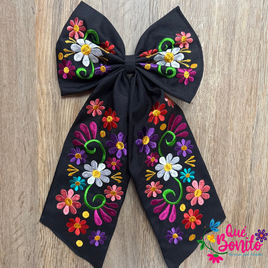 Large Embroidered Bow with Clip