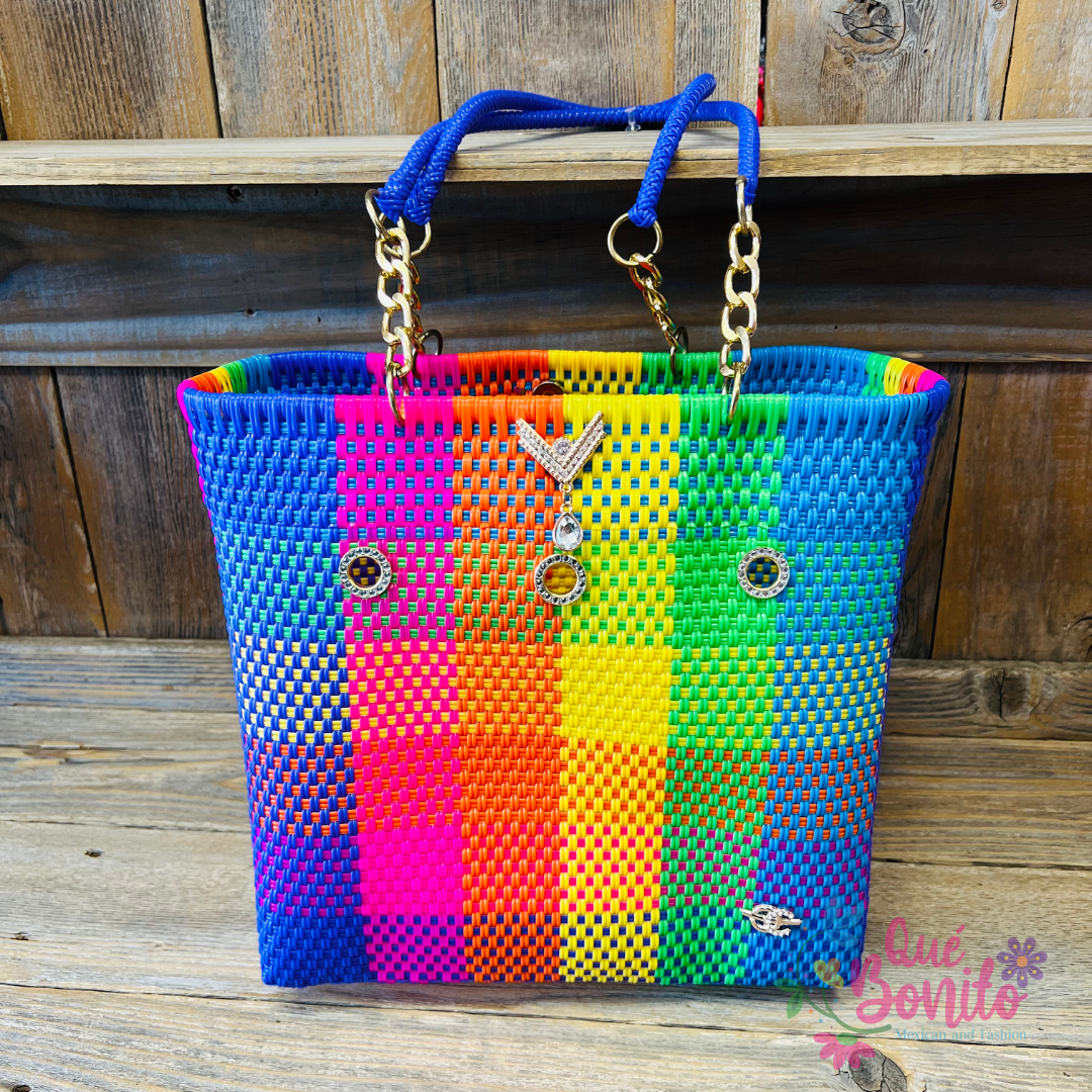 Hand Made Hand Bags Woven Recicled Plastic Que Bonito Mexican and Fashion