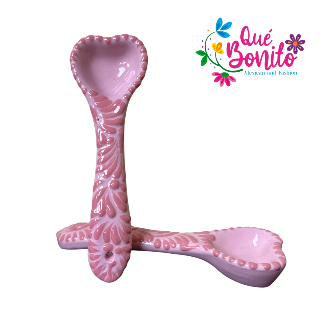 Measuring Heart Spoon Pink Talavera  Hand Crafted