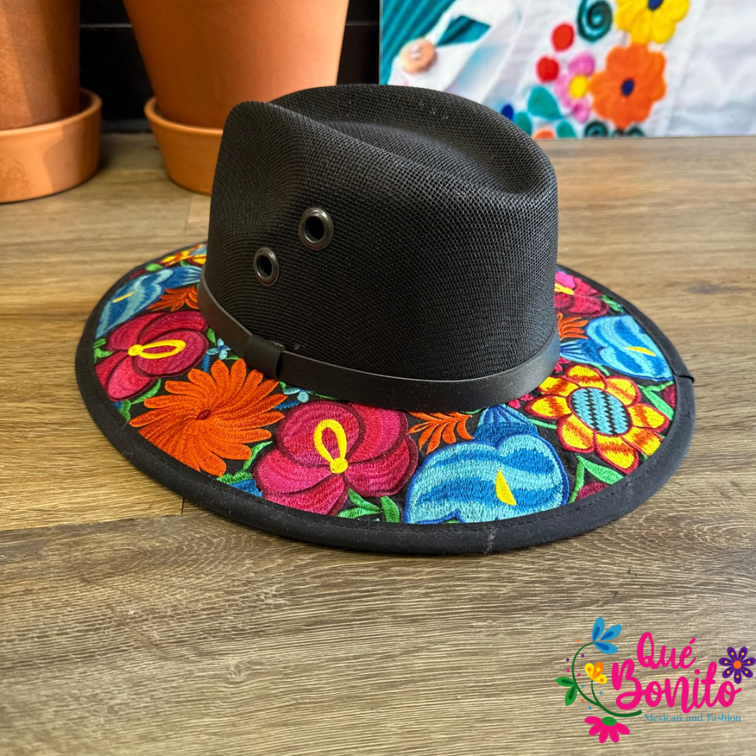 Floral Embroidered Hat Que Bonito Mexican and Fashion