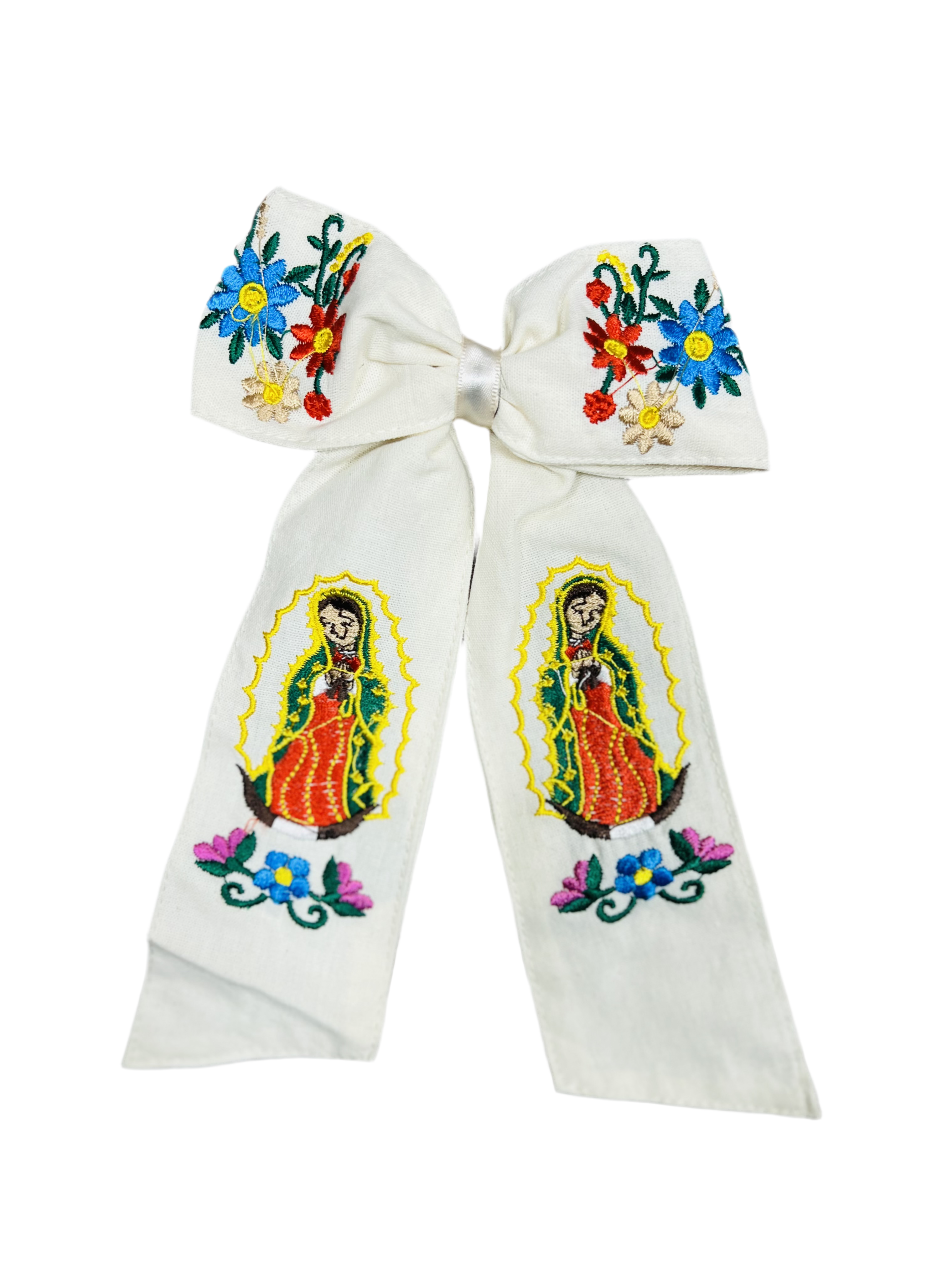 Virgencita White Bow Que Bonito Mexican and Fashion