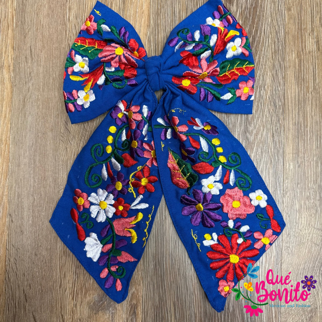 Large Embroidered Bow with Clip