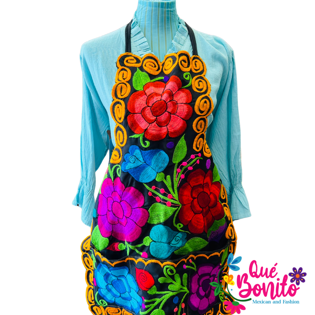 Floral Apron Embroidered Que Bonito Mexican Fashion