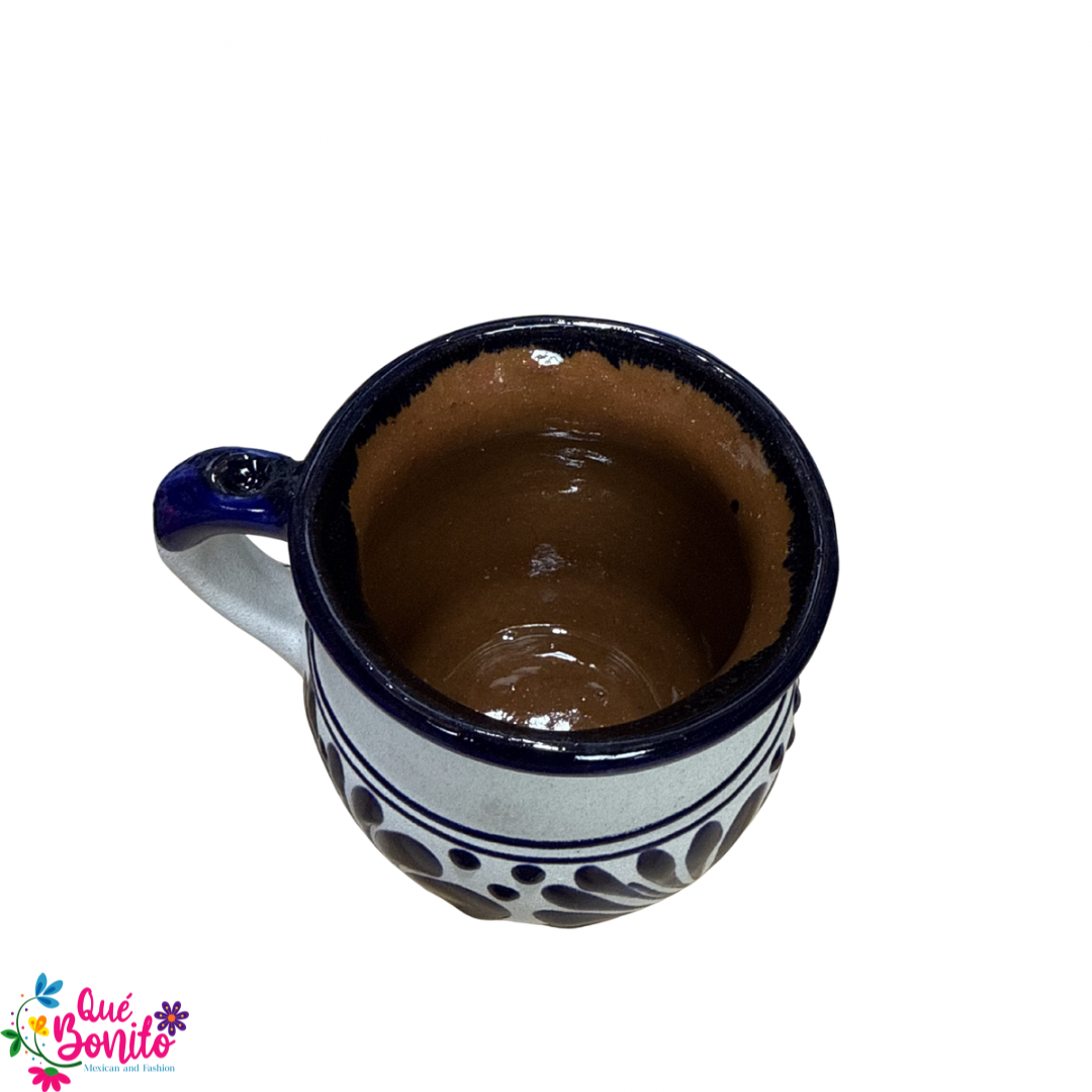Traditional Cup for Hot Chocolate, Coffe or Tea Handcrafted Lead Free Royal Blue and White