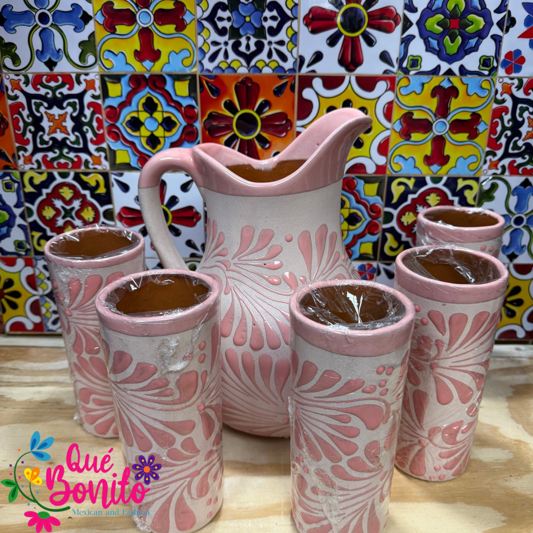 Pitcher with Six Cups Led Free Handcrafted Very Unique