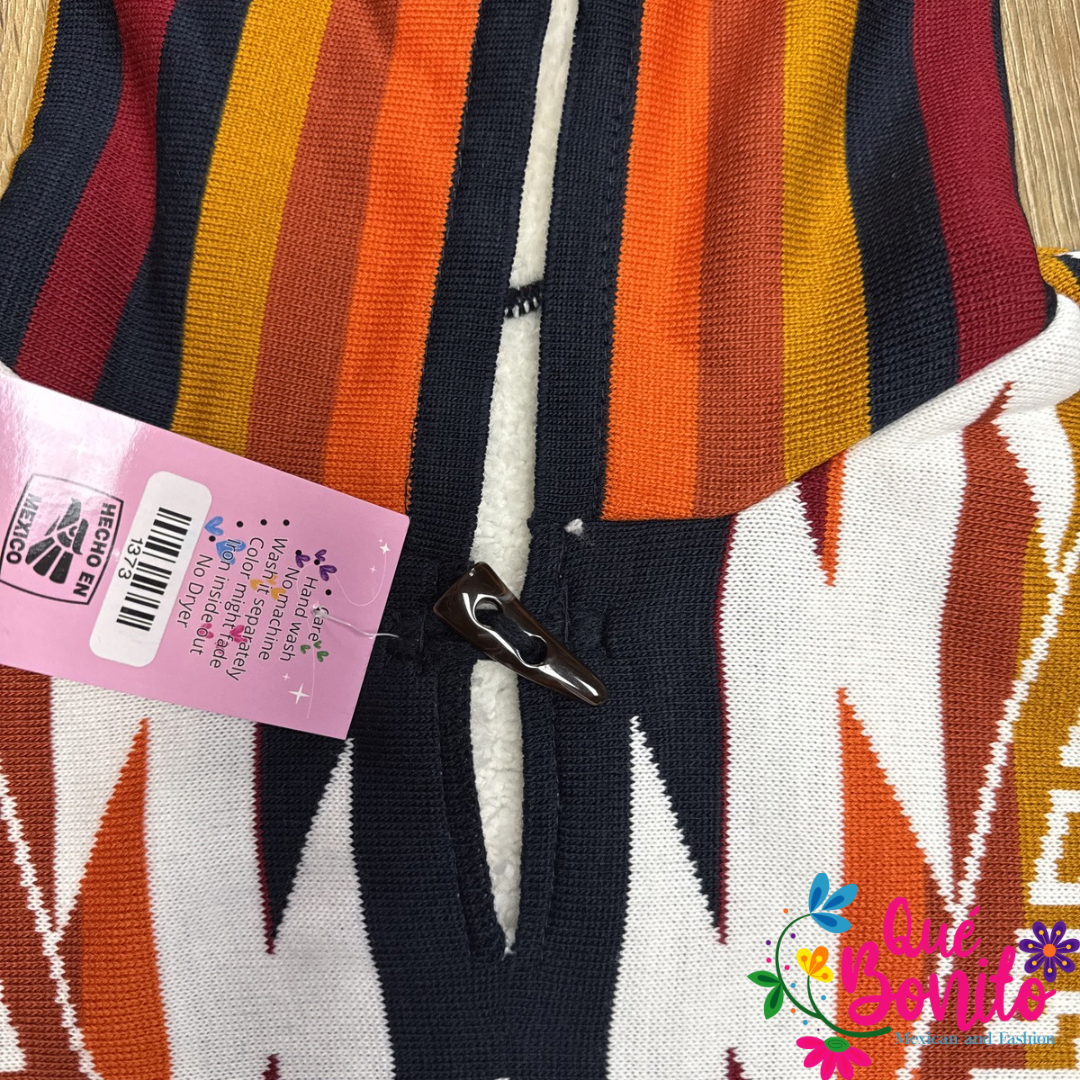 Poncho Tribal Decoration Fleeced Inside with Hoodie Unisex One-size