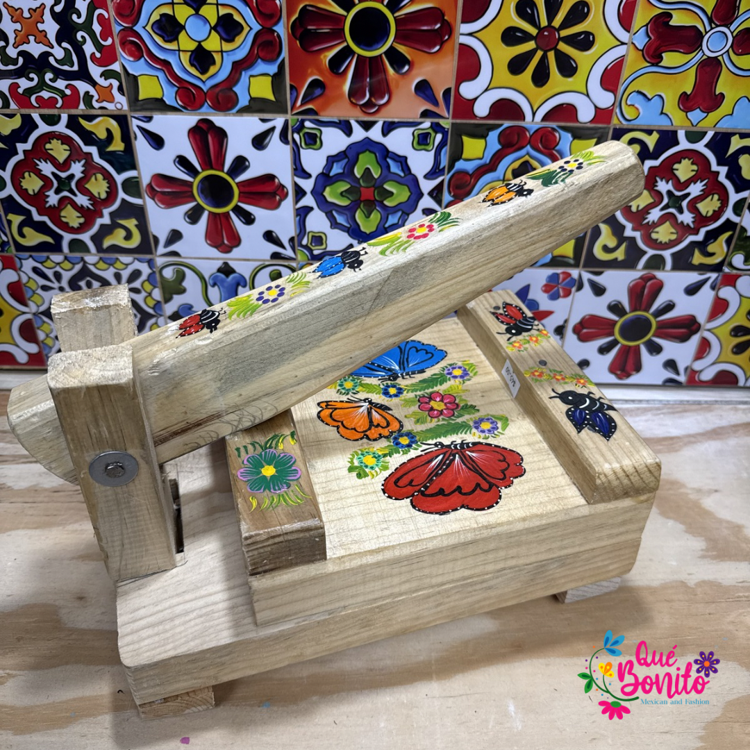 Tortillera Press Wood Hand Painted