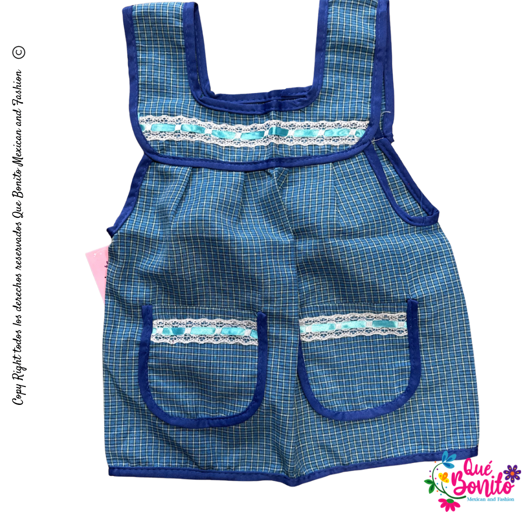 Size 4T Apron with Two Pockets, Ribbons and Lace Accents