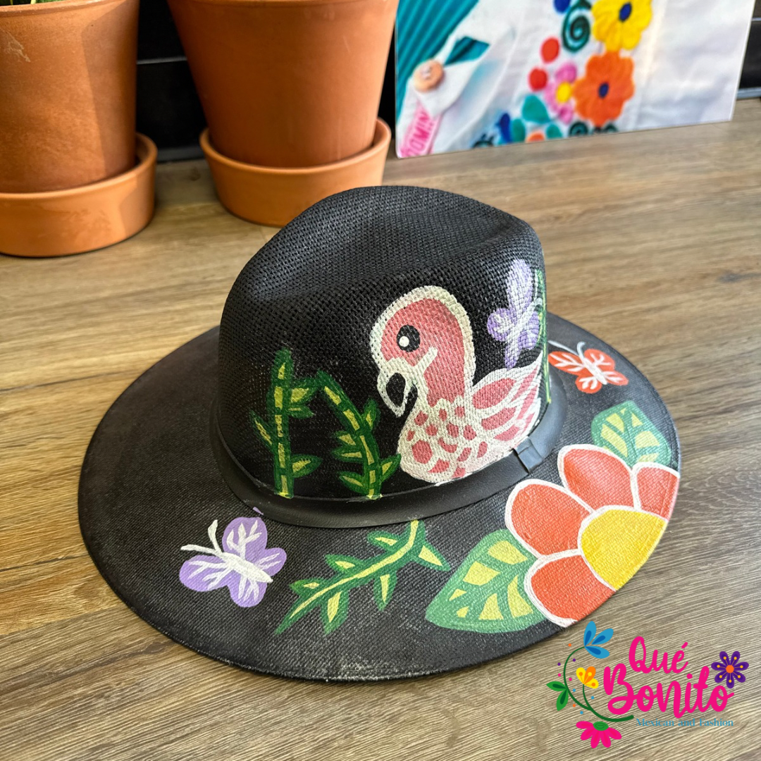 Hand Painted Hat One Size Que Bonito Mexican and Fashion