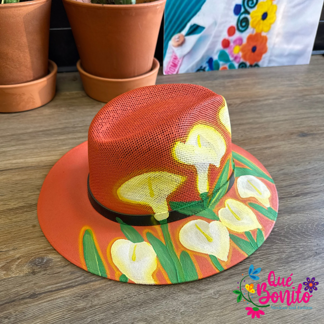 Hand Painted Hat One Size Que Bonito Mexican and Fashion