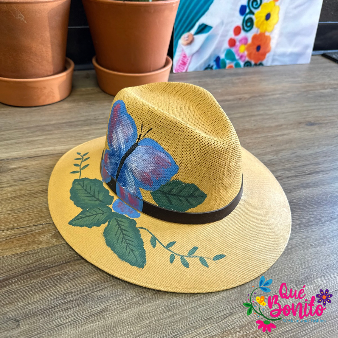 Hand Painted Hat One Size Que Bonito Mexican and Fashion