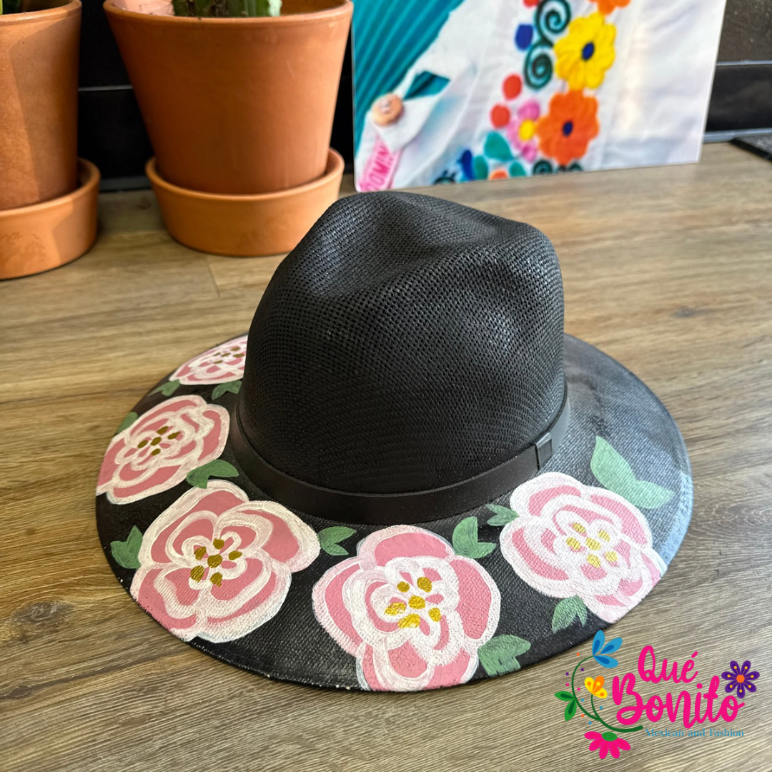 Hand Painted Hat One Size Que Bonito Mexican and Fashion