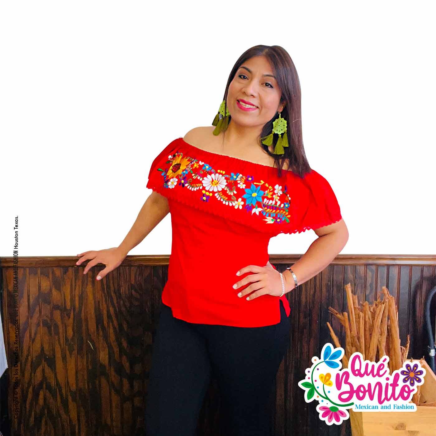 Campesina red Top Que Bonito Mexican and Fashion