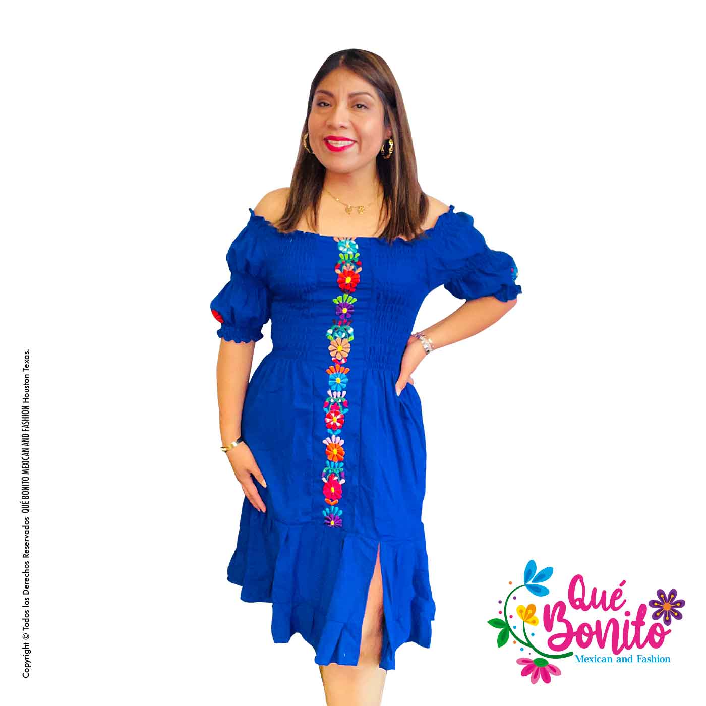 Innombrable Royal Blue Dress Que Bonito Mexican and Fashion