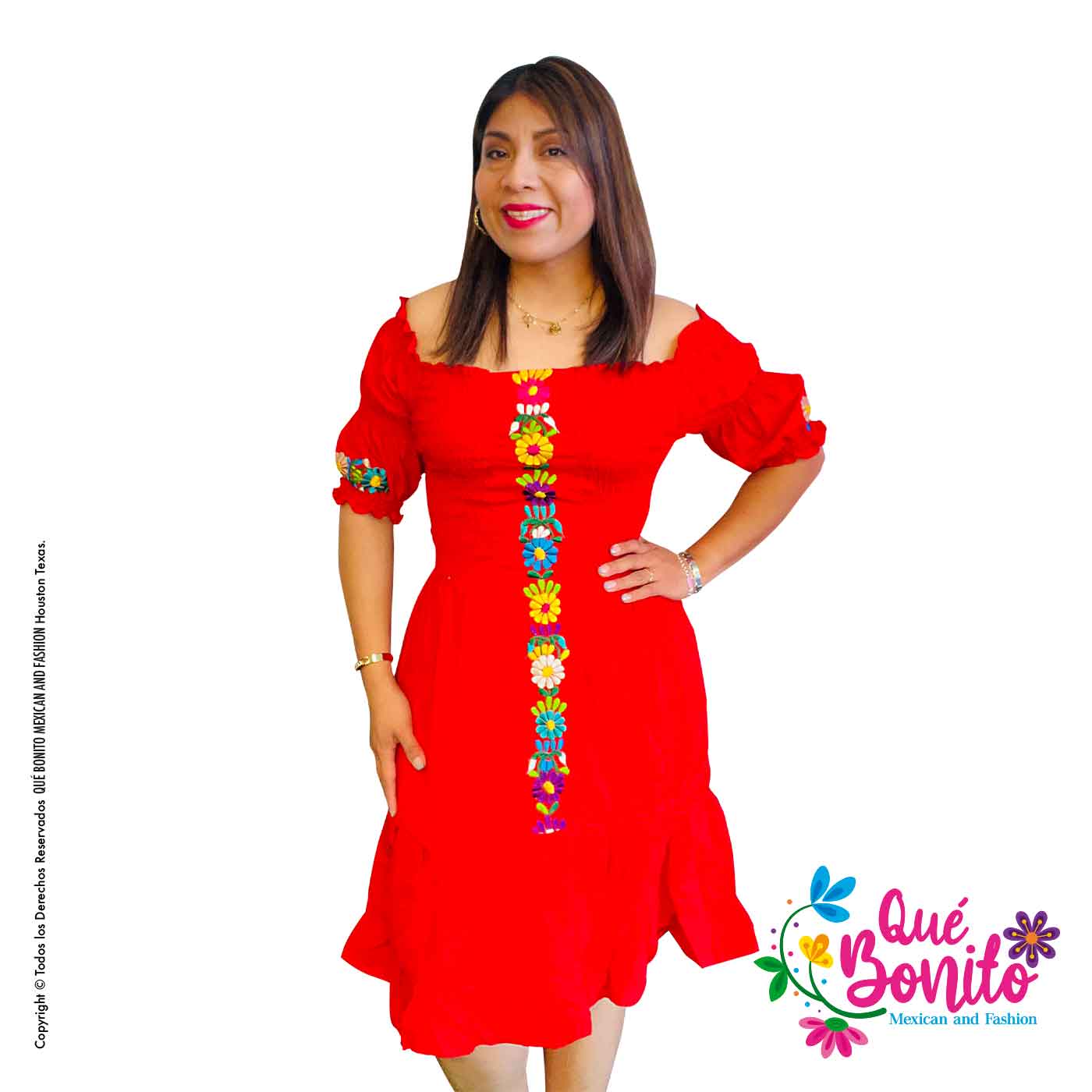 Innombrable Red Dress Que Bonito Mexican and Fashion
