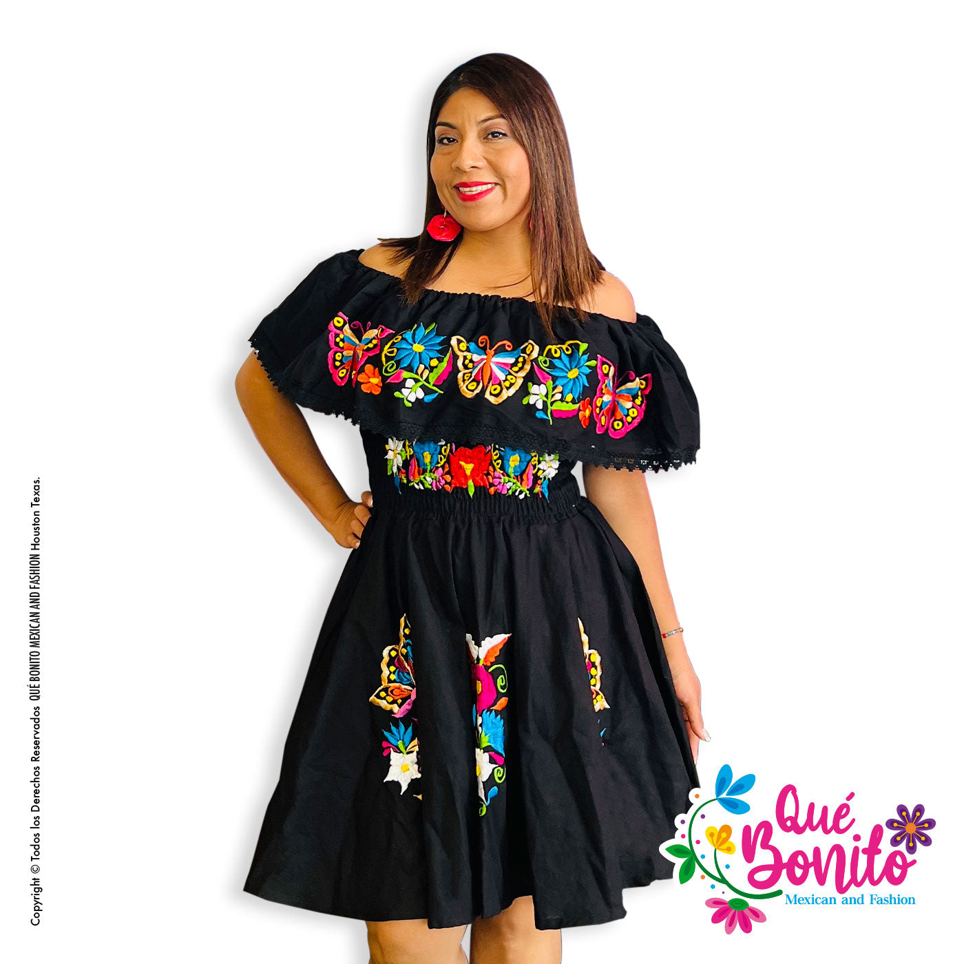 Butterfly Black Dress Que Bonito Mexican and Fashion