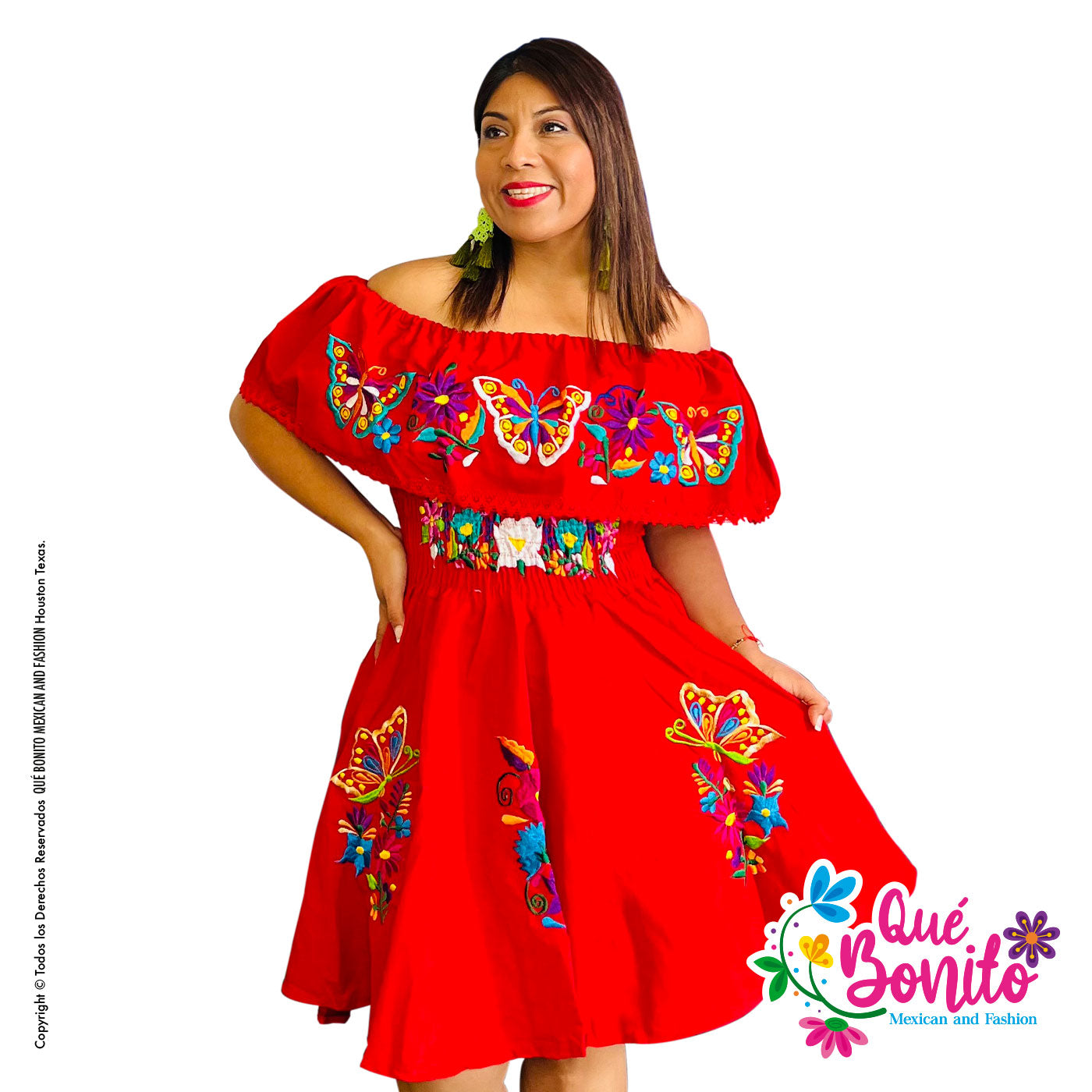Butterfly Red Dress Que Bonito Mexican and Fashion