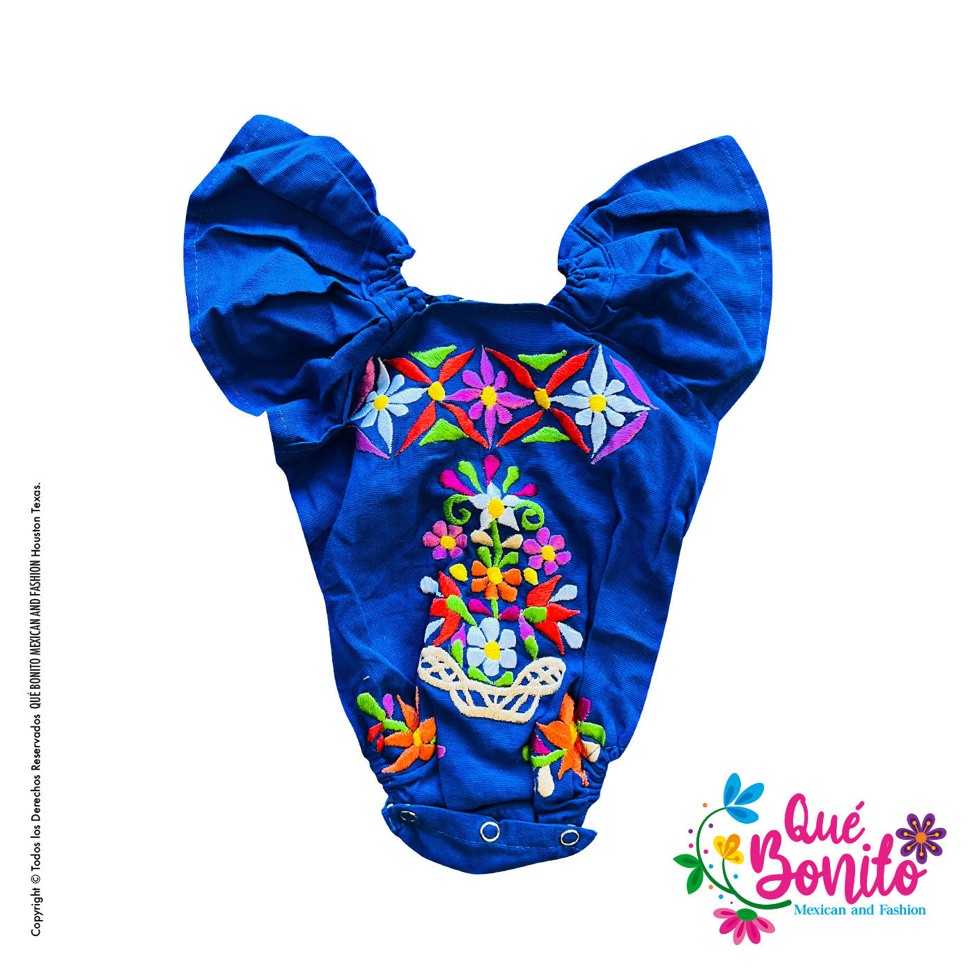 Baby Royal Blue Onesie  Que Bonito Mexican and Fashion