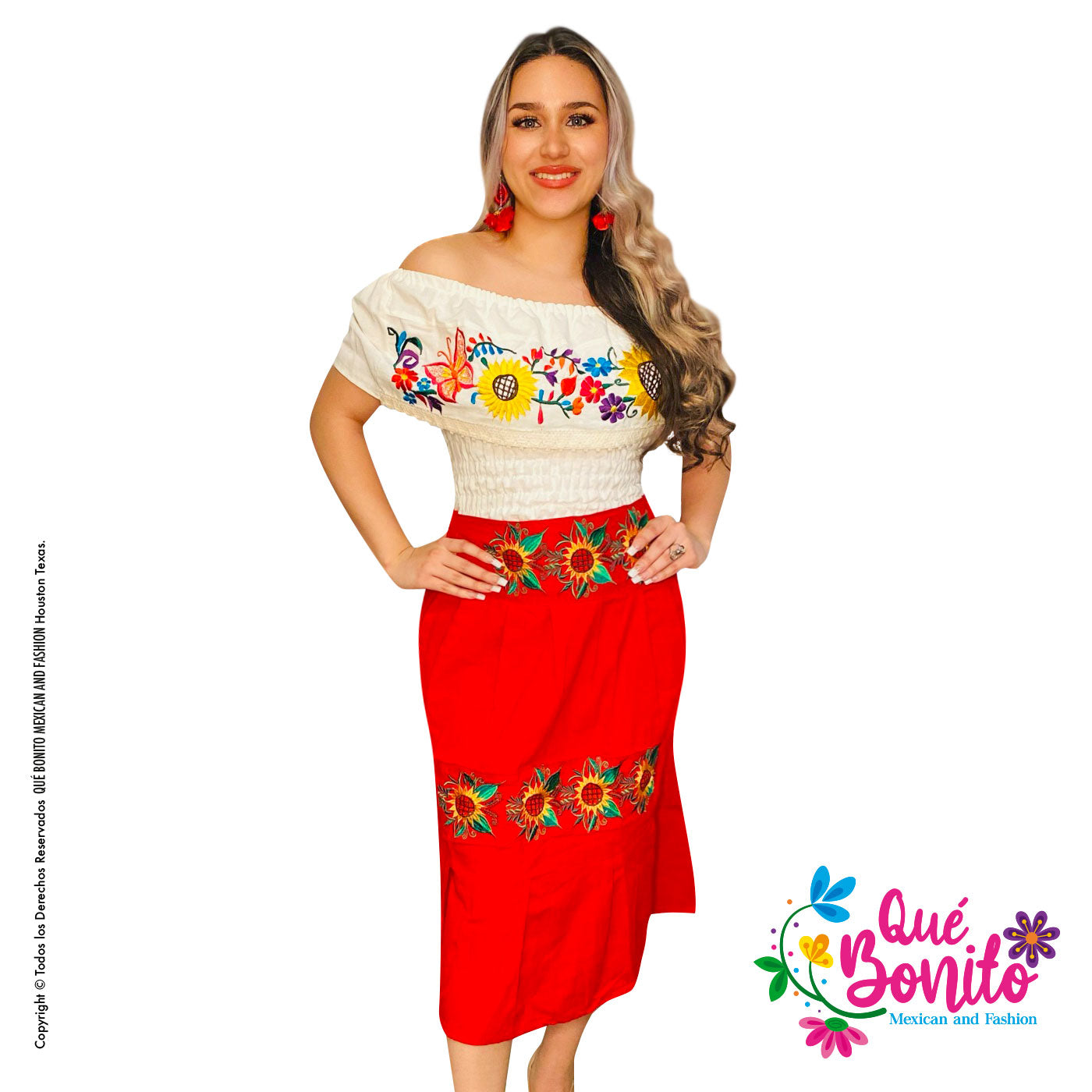 Skirt Sunflower Que Bonito Mexican and Fashion